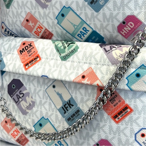 Michael Kors Rhea Medium Color-Block Signature Logo Backpack Light Quartz - Picture 2 of 7